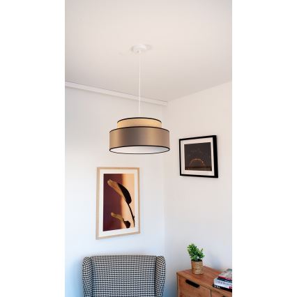Lámpara colgante GRACE 1xE27/60W/230V diá. 40 cm beige/marrón