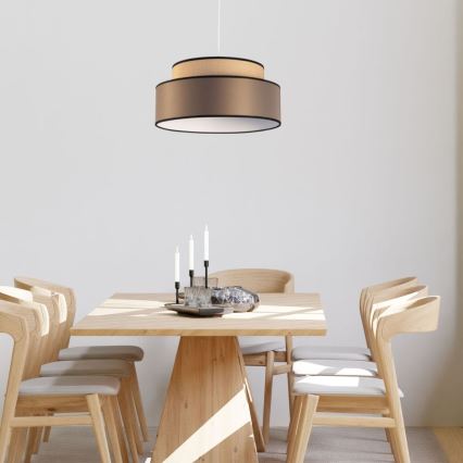 Lámpara colgante GRACE 1xE27/60W/230V diá. 40 cm beige/marrón