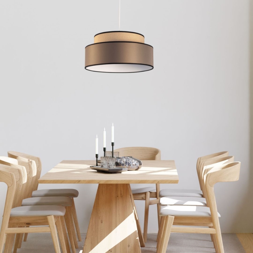 Lámpara colgante GRACE 1xE27/60W/230V diá. 40 cm beige/marrón