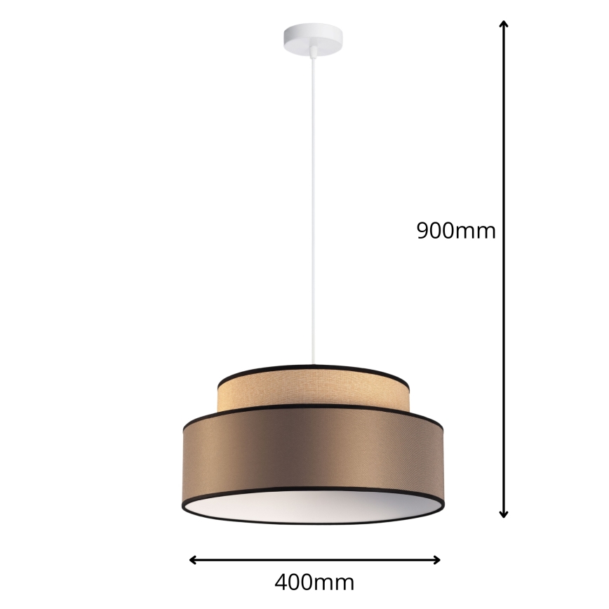 Lámpara colgante GRACE 1xE27/60W/230V diá. 40 cm beige/marrón