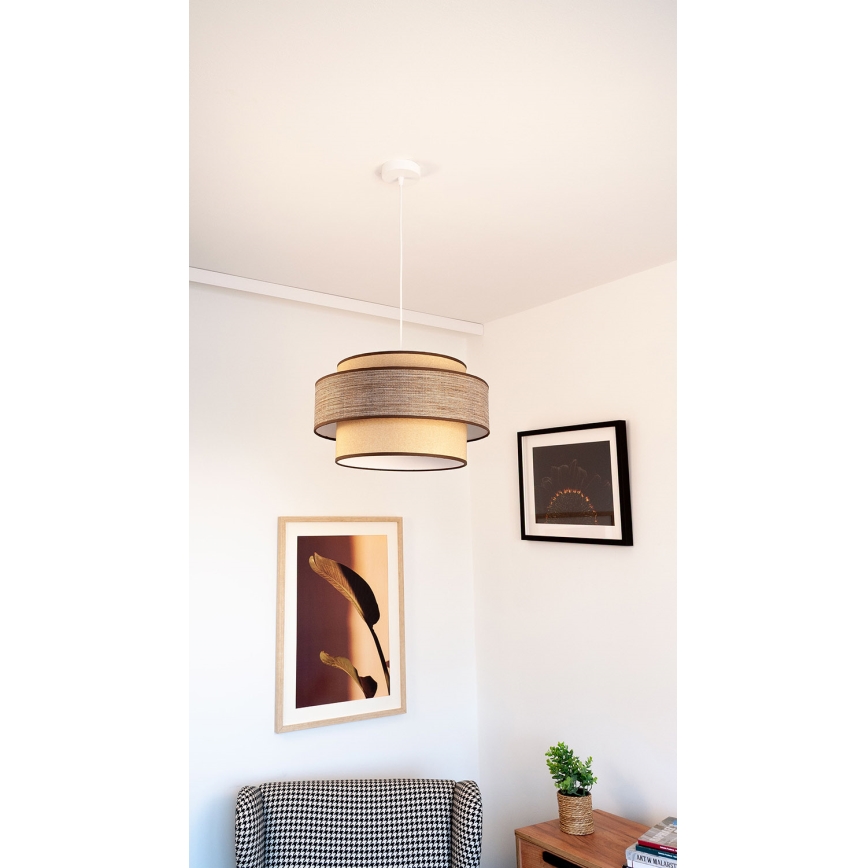 Lámpara colgante GRACE 1xE27/60W/230V diá. 40 cm beige/marrón