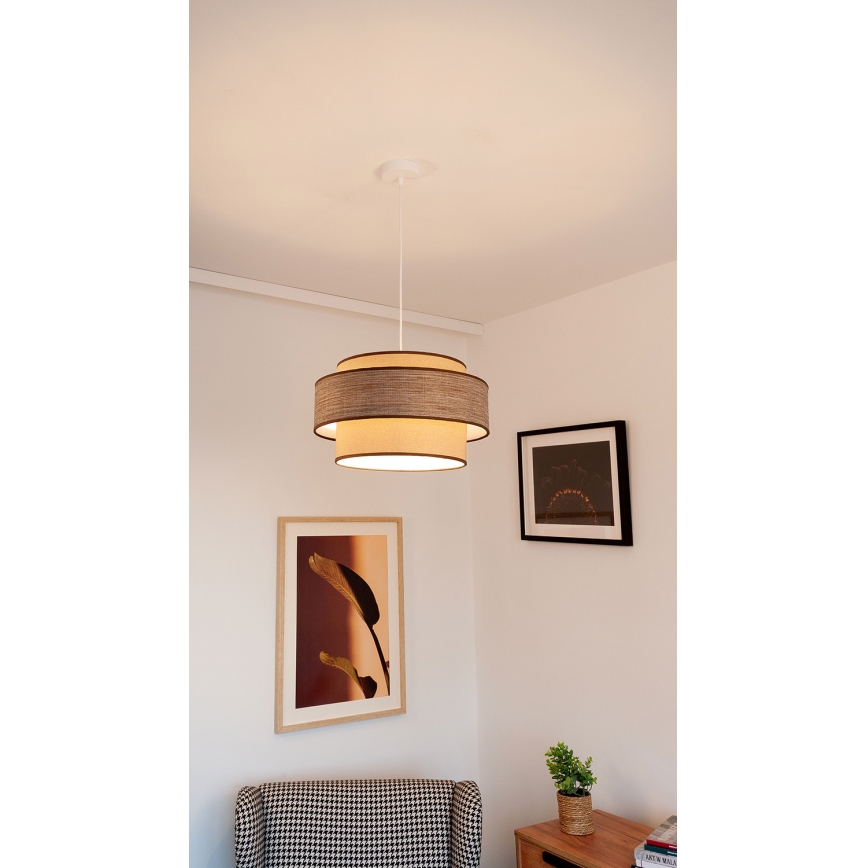 Lámpara colgante GRACE 1xE27/60W/230V diá. 40 cm beige/marrón