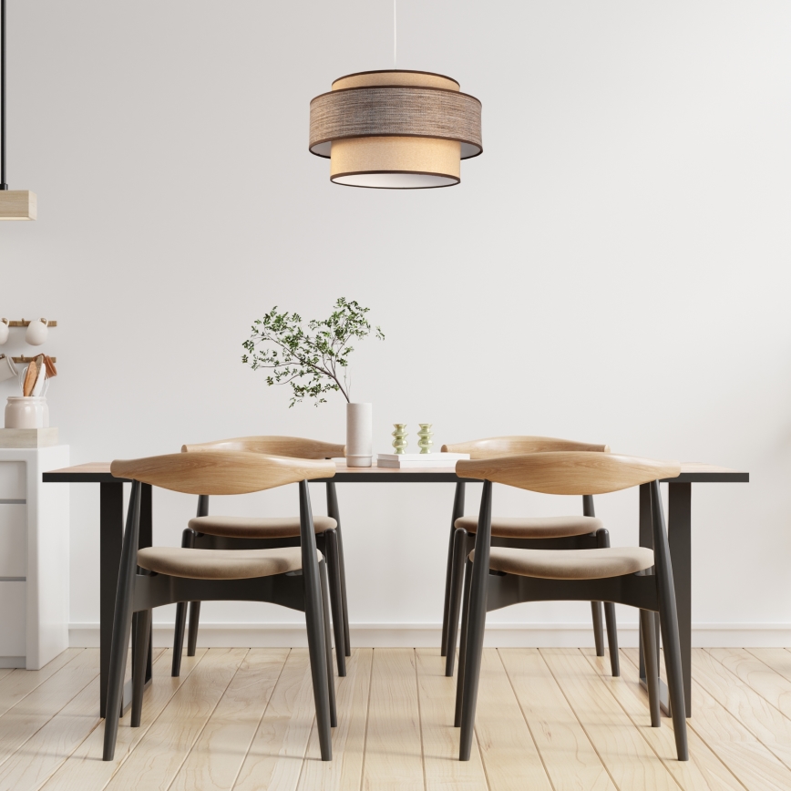 Lámpara colgante GRACE 1xE27/60W/230V diá. 40 cm beige/marrón