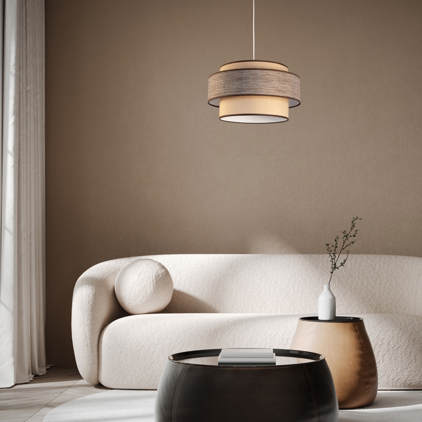 Lámpara colgante GRACE 1xE27/60W/230V diá. 40 cm beige/marrón