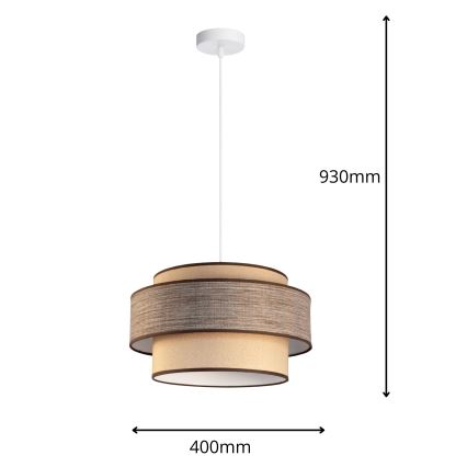 Lámpara colgante GRACE 1xE27/60W/230V diá. 40 cm beige/marrón