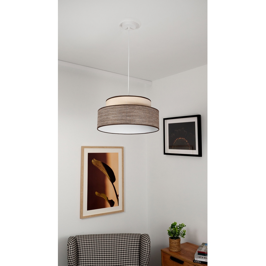 Lámpara colgante GRACE 1xE27/60W/230V diá. 40 cm color crema/marrón