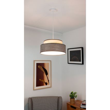 Lámpara colgante GRACE 1xE27/60W/230V diá. 40 cm color crema/marrón
