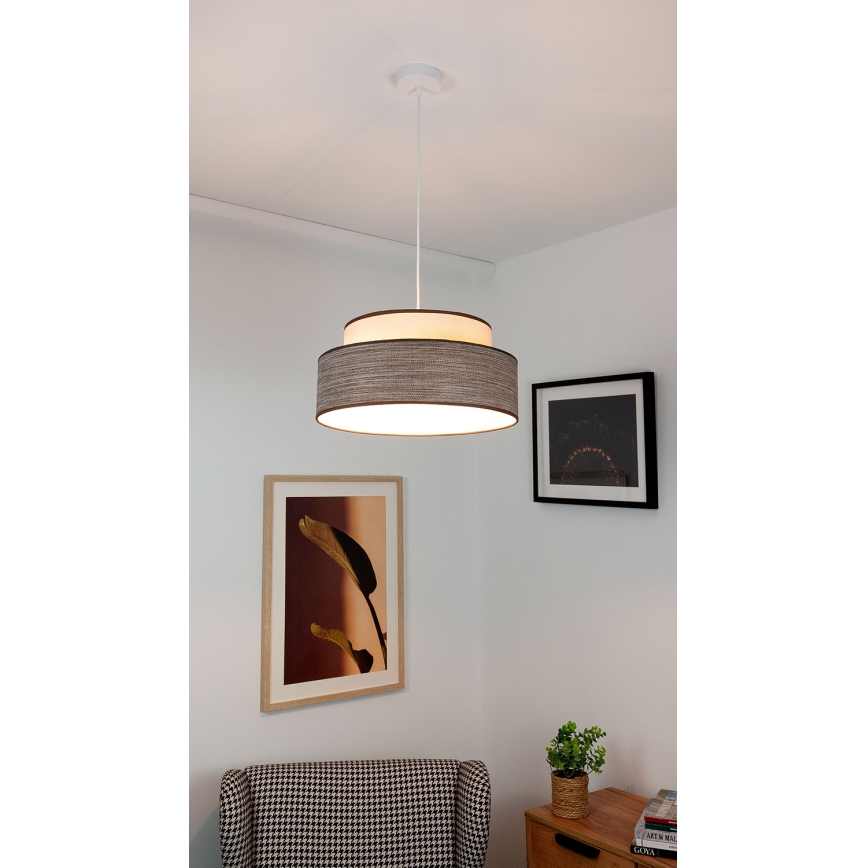 Lámpara colgante GRACE 1xE27/60W/230V diá. 40 cm color crema/marrón