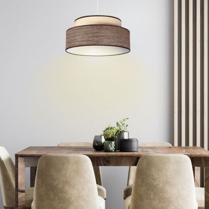 Lámpara colgante GRACE 1xE27/60W/230V diá. 40 cm color crema/marrón