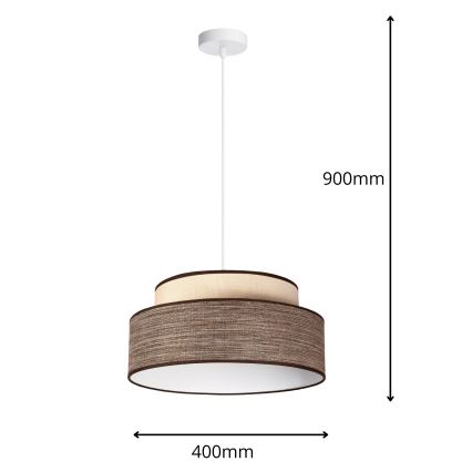 Lámpara colgante GRACE 1xE27/60W/230V diá. 40 cm color crema/marrón