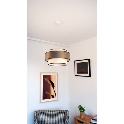 Lámpara colgante GRACE 1xE27/60W/230V diá. 40 cm color crema/marrón