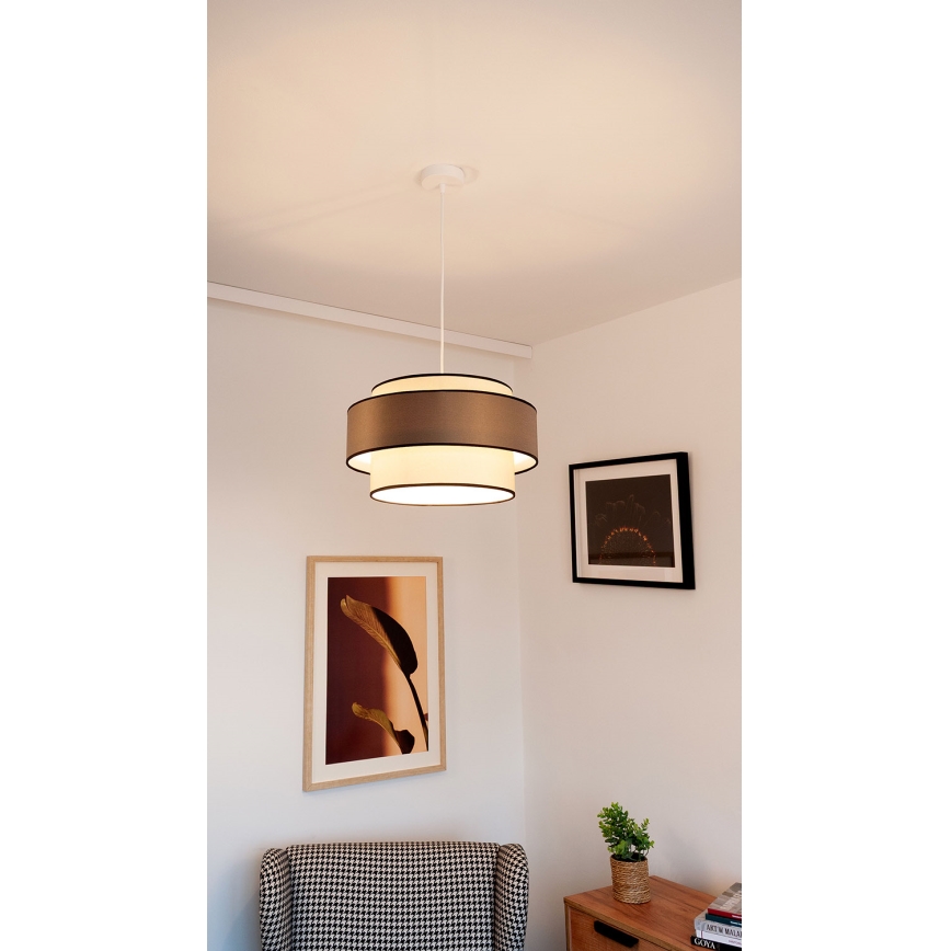 Lámpara colgante GRACE 1xE27/60W/230V diá. 40 cm color crema/marrón