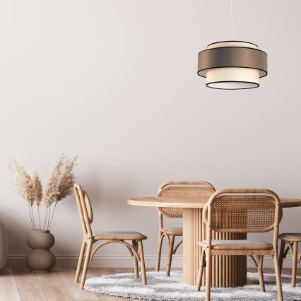 Lámpara colgante GRACE 1xE27/60W/230V diá. 40 cm color crema/marrón
