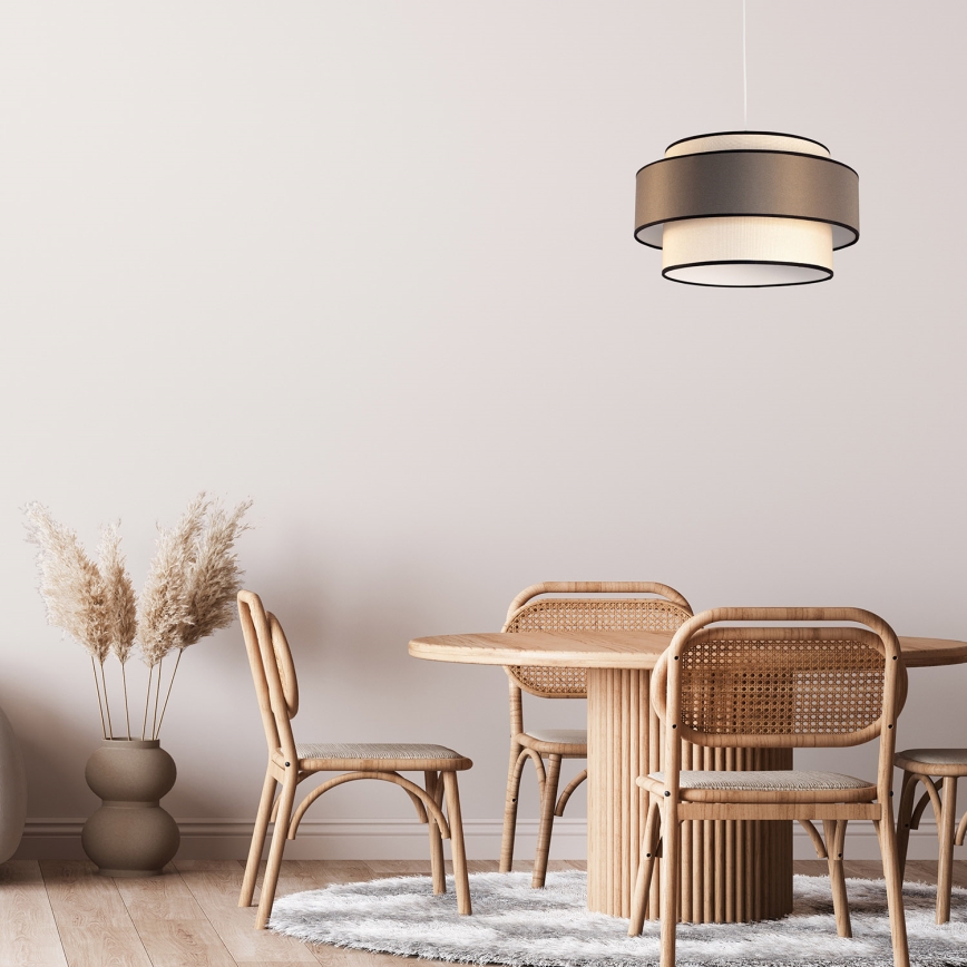Lámpara colgante GRACE 1xE27/60W/230V diá. 40 cm color crema/marrón