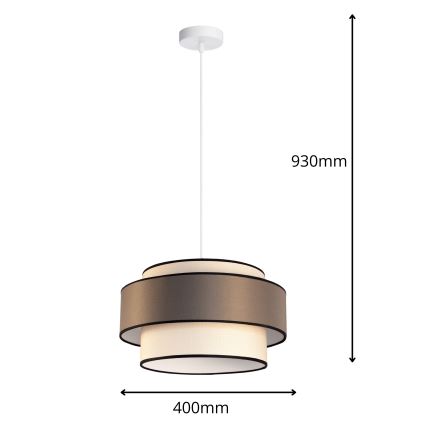 Lámpara colgante GRACE 1xE27/60W/230V diá. 40 cm color crema/marrón