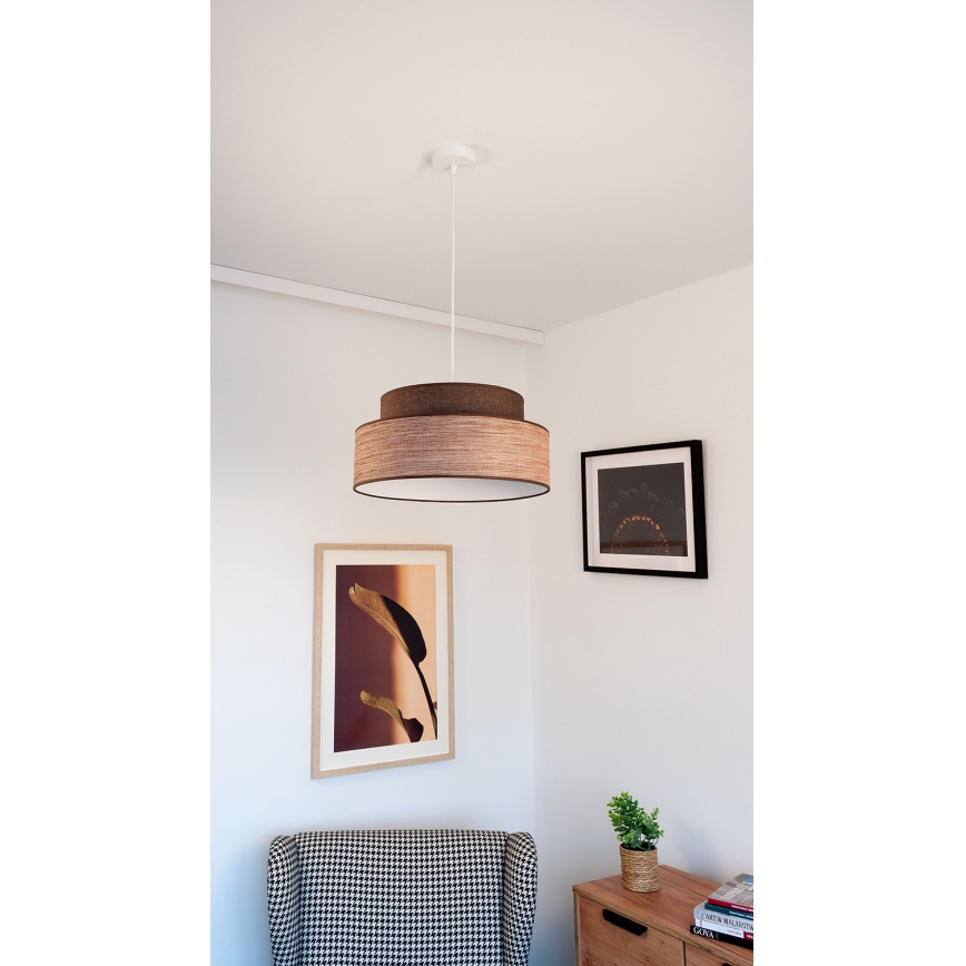 Lámpara colgante GRACE 1xE27/60W/230V diá. 40 cm marrón/beige