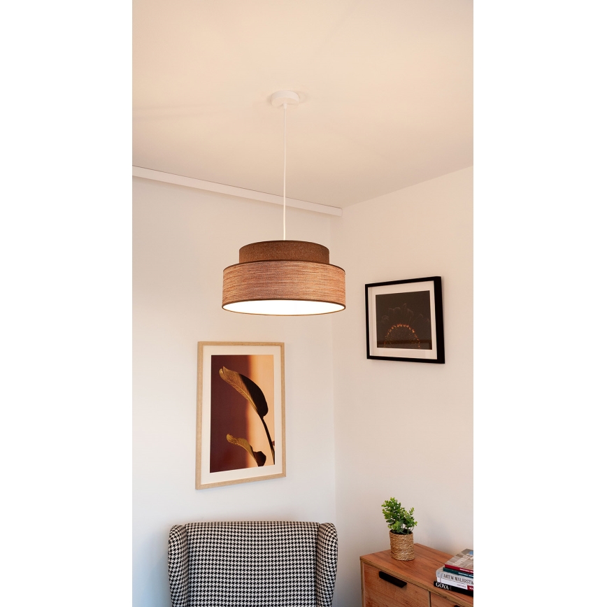 Lámpara colgante GRACE 1xE27/60W/230V diá. 40 cm marrón/beige