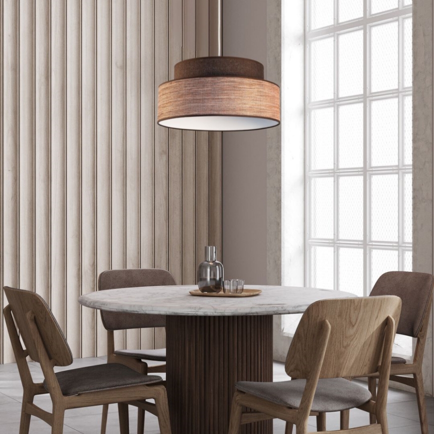 Lámpara colgante GRACE 1xE27/60W/230V diá. 40 cm marrón/beige