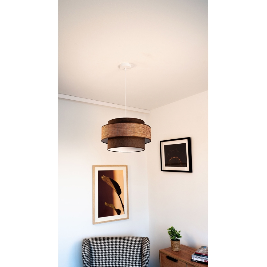 Lámpara colgante GRACE 1xE27/60W/230V diá. 40 cm marrón/beige