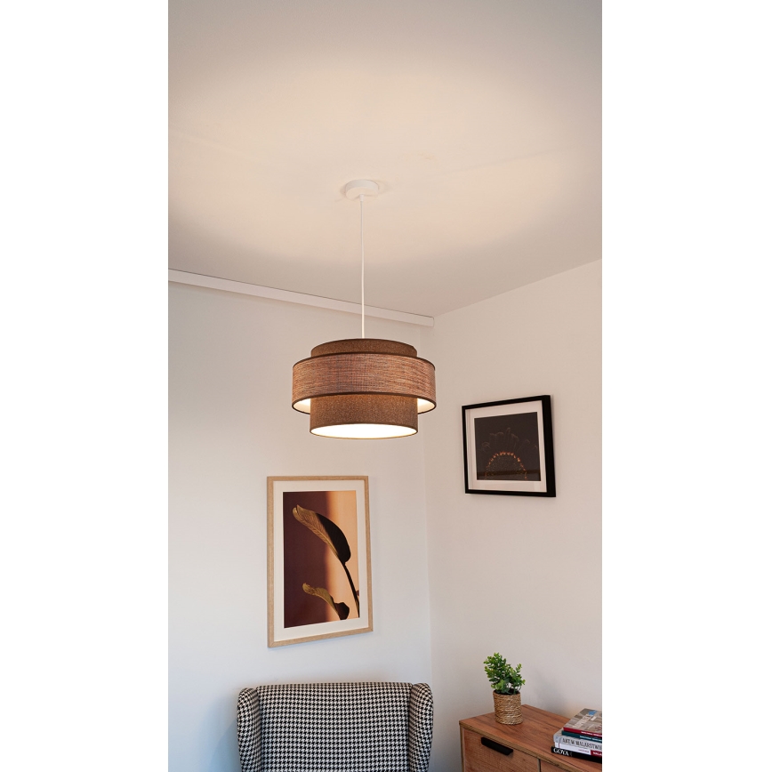 Lámpara colgante GRACE 1xE27/60W/230V diá. 40 cm marrón/beige