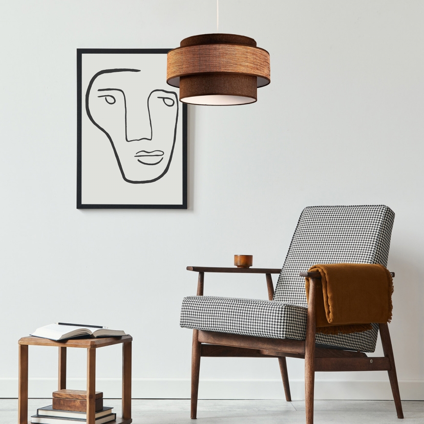 Lámpara colgante GRACE 1xE27/60W/230V diá. 40 cm marrón/beige