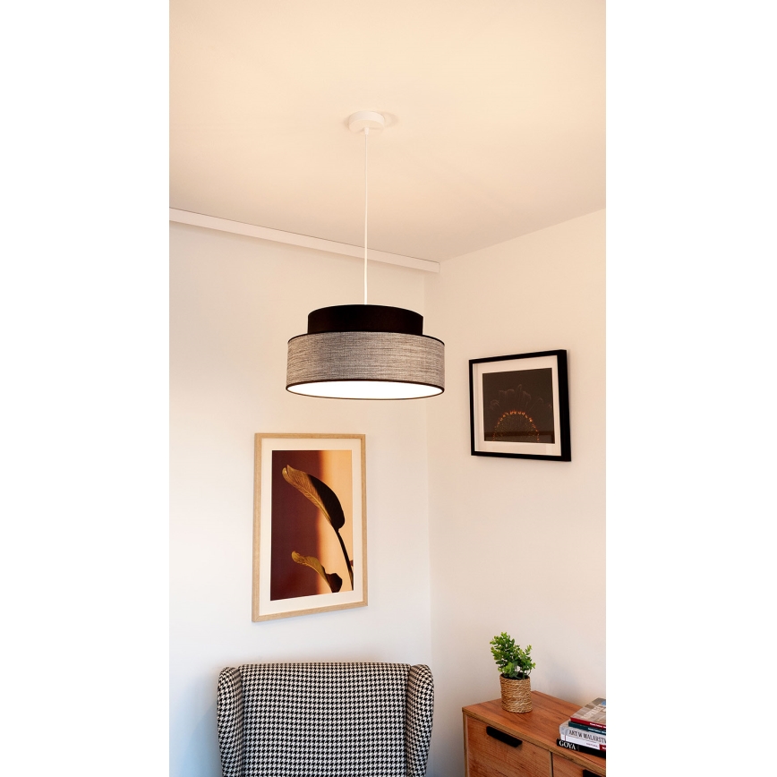 Lámpara colgante GRACE 1xE27/60W/230V diá. 40 cm negro/gris
