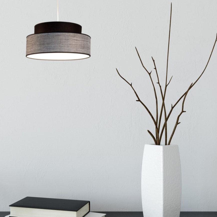 Lámpara colgante GRACE 1xE27/60W/230V diá. 40 cm negro/gris