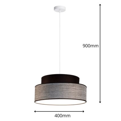 Lámpara colgante GRACE 1xE27/60W/230V diá. 40 cm negro/gris