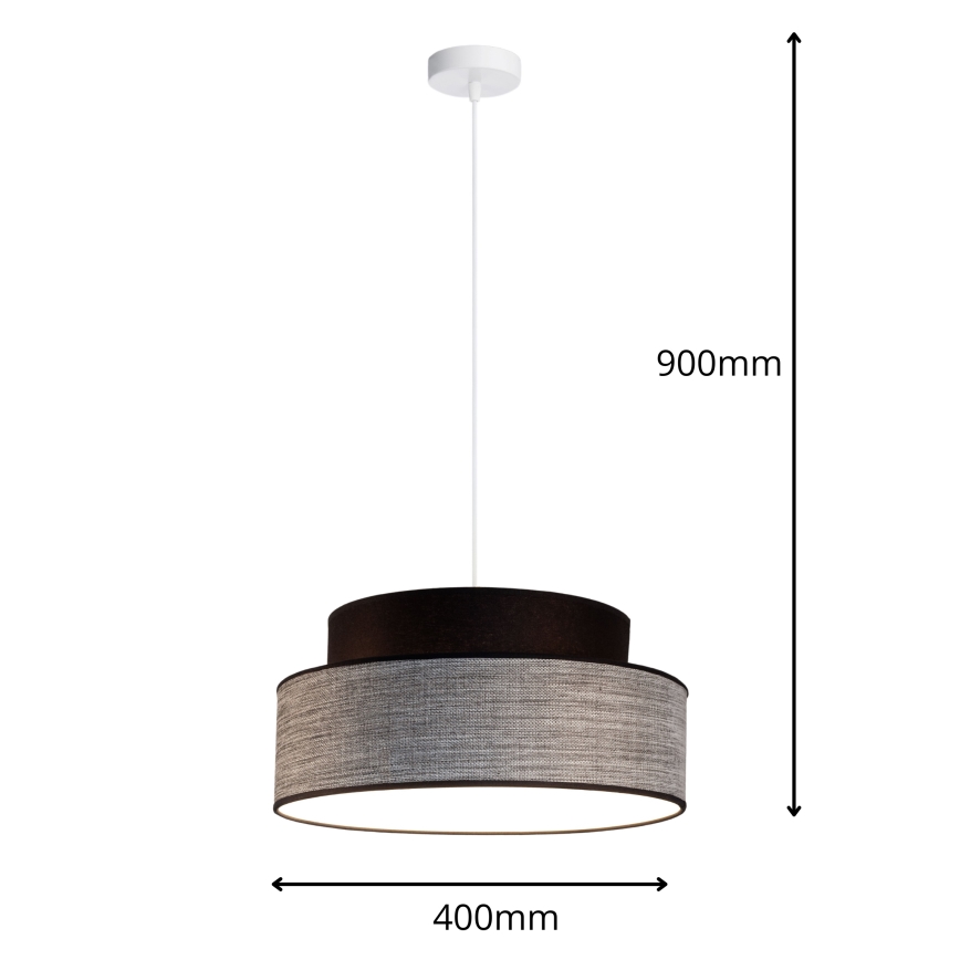 Lámpara colgante GRACE 1xE27/60W/230V diá. 40 cm negro/gris
