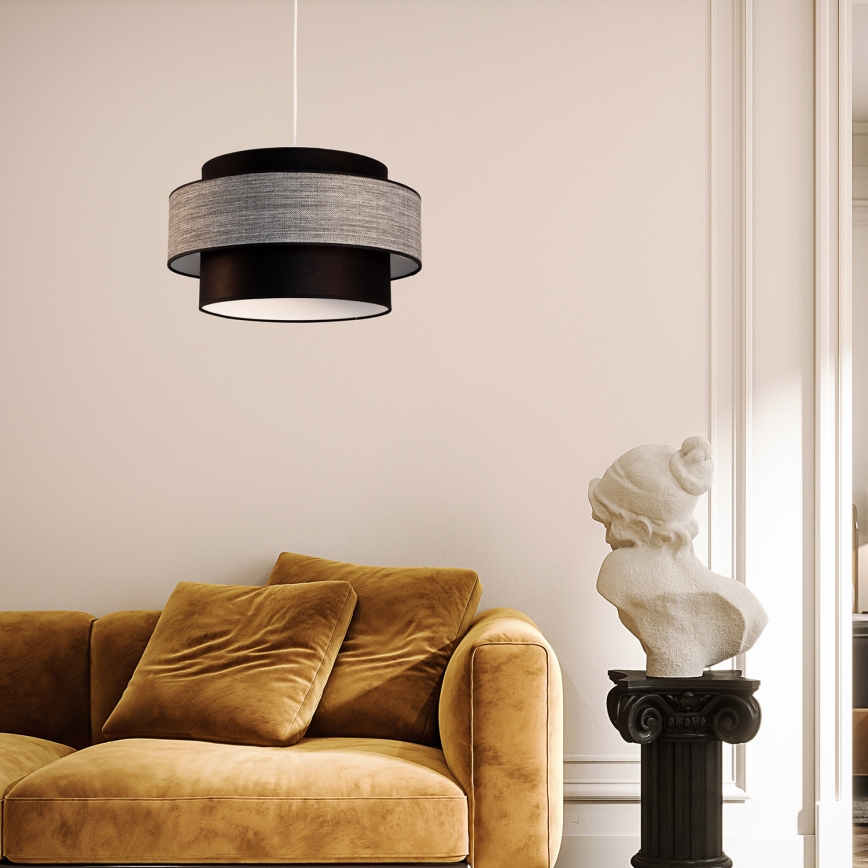 Lámpara colgante GRACE 1xE27/60W/230V diá. 40 cm negro/gris