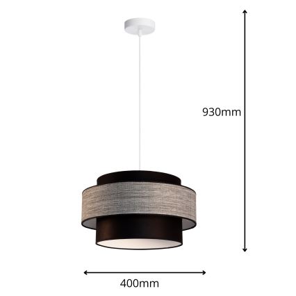 Lámpara colgante GRACE 1xE27/60W/230V diá. 40 cm negro/gris
