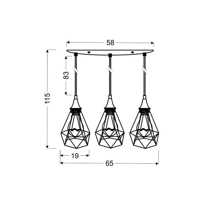 Lámpara colgante GRAF 3xE27/60W/230V