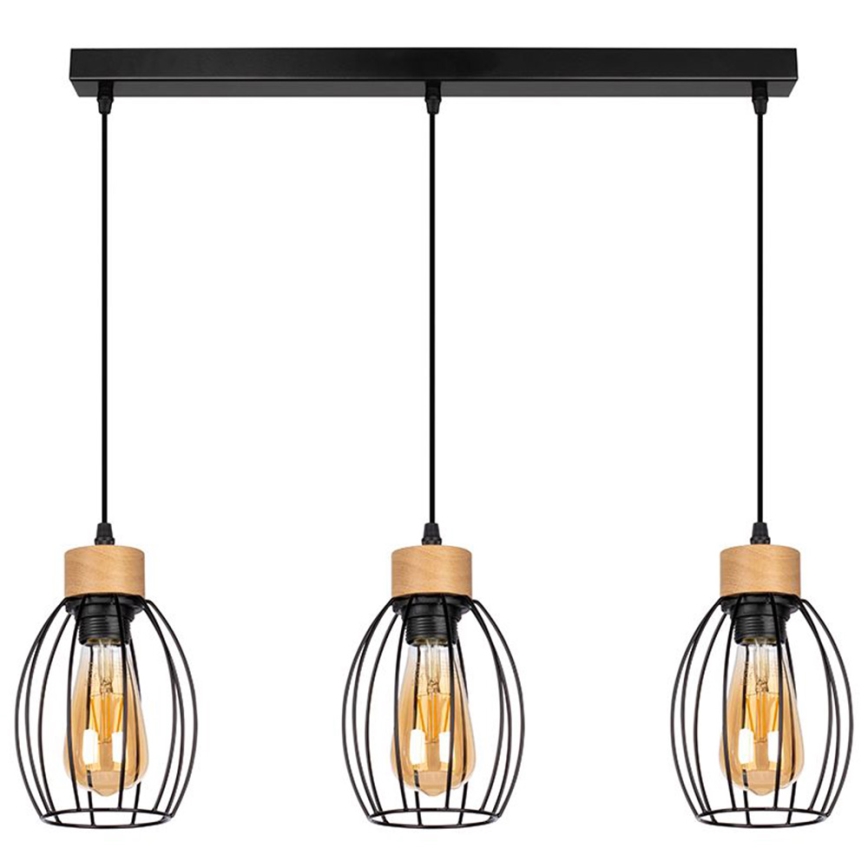 Lámpara colgante GUNNAR 3xE27/60W/230V roble
