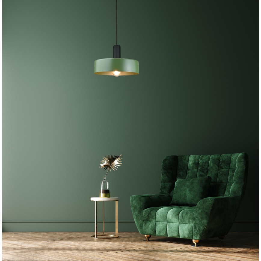 Lámpara colgante HAKI 1xE27/60W/230V Verde/negro