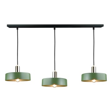 Lámpara colgante HAKI 3xE27/60W/230V Verde/negro/cromo brillante
