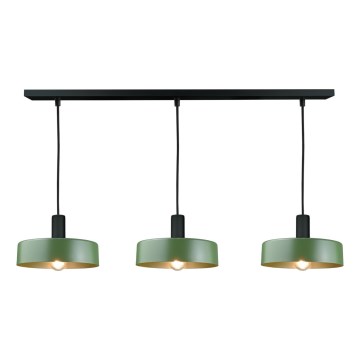 Lámpara colgante HAKI 3xE27/60W/230V Verde/negro
