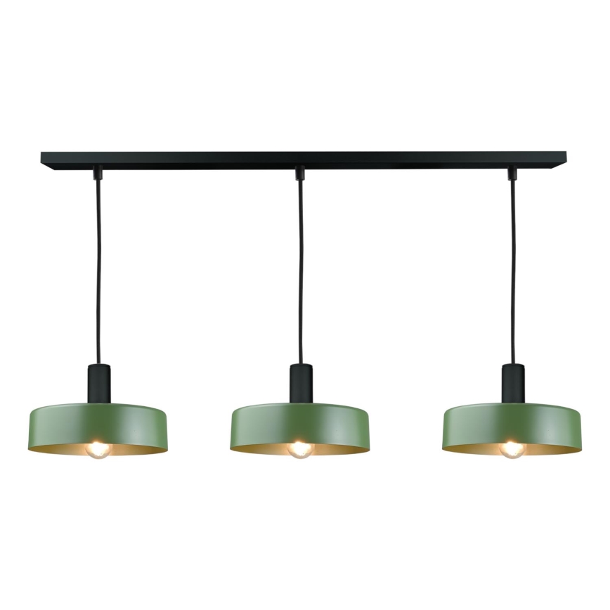 Lámpara colgante HAKI 3xE27/60W/230V Verde/negro