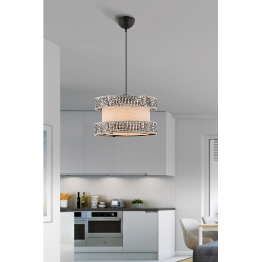 Lámpara colgante HALO 1xE27/60W/230V beige/gris