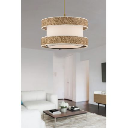 Lámpara colgante HALO 1xE27/60W/230V crema/beige