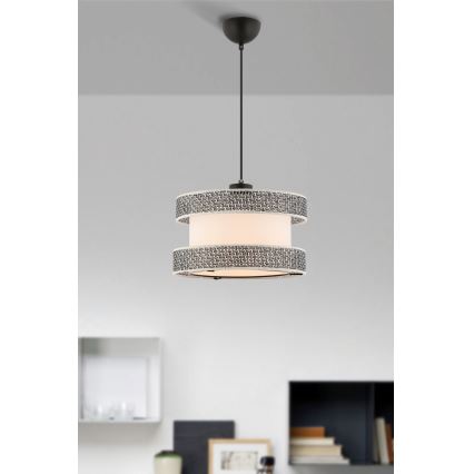 Lámpara colgante HALO 1xE27/60W/230V crema/gris