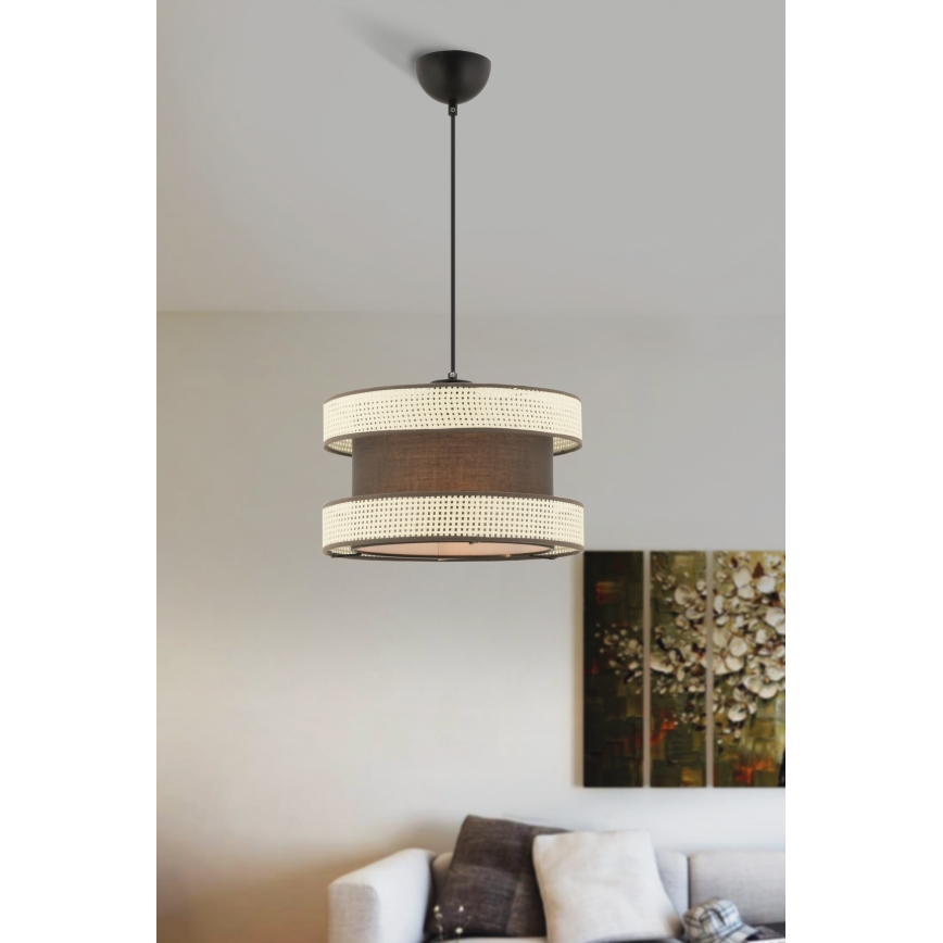 Lámpara colgante HALO 1xE27/60W/230V marrón/crema