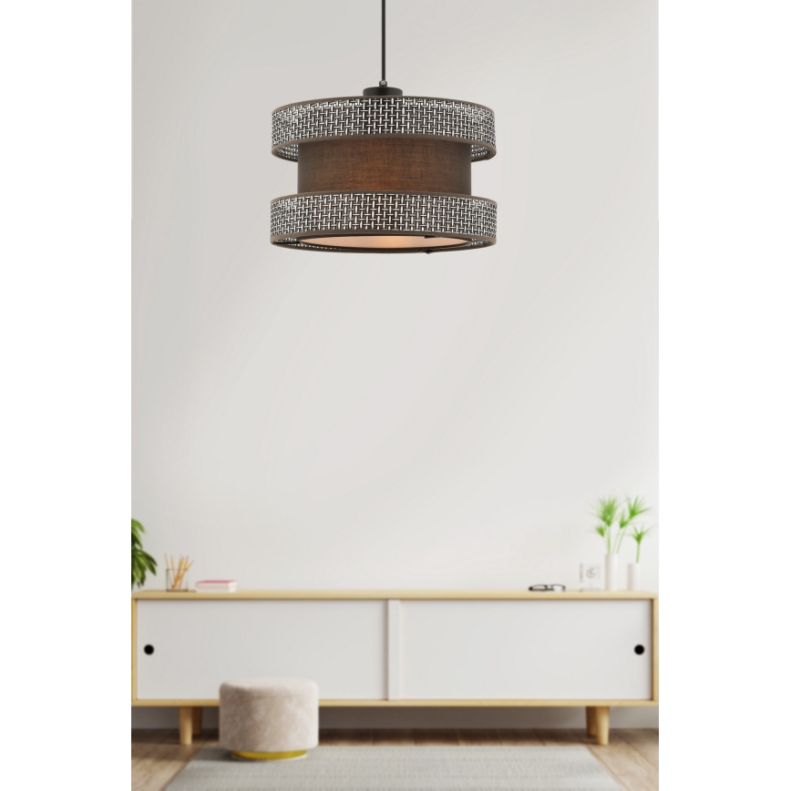 Lámpara colgante HALO 1xE27/60W/230V marrón/gris