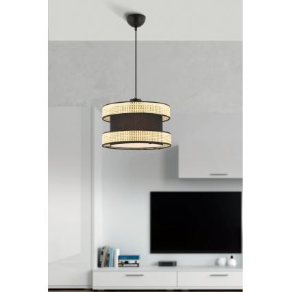 Lámpara colgante HALO 1xE27/60W/230V negra/beige
