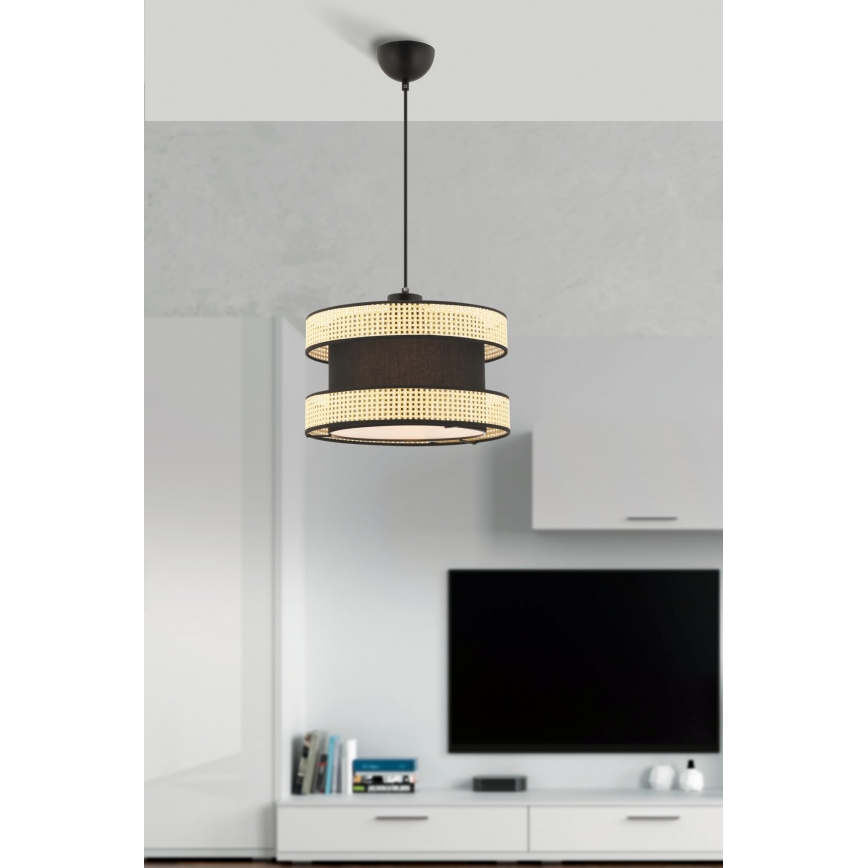 Lámpara colgante HALO 1xE27/60W/230V negra/beige