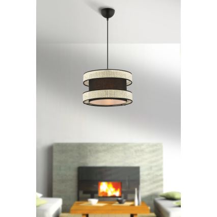 Lámpara colgante HALO 1xE27/60W/230V negro/crema