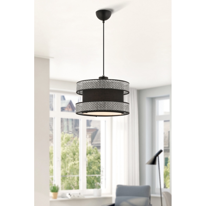 Lámpara colgante HALO 1xE27/60W/230V negro/gris