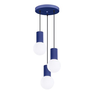 Lámpara colgante HALO 3xG9/8W/230V diá. 25 cm azul