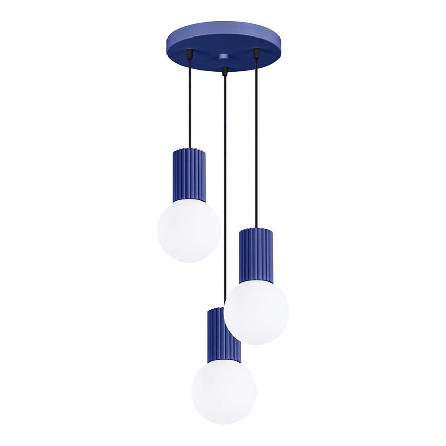 Lámpara colgante HALO 3xG9/8W/230V diá. 25 cm azul