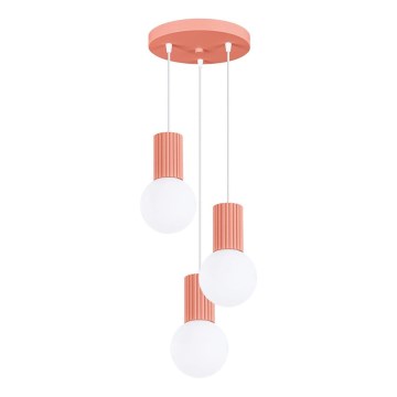 Lámpara colgante HALO 3xG9/8W/230V diá. 25 cm rosa