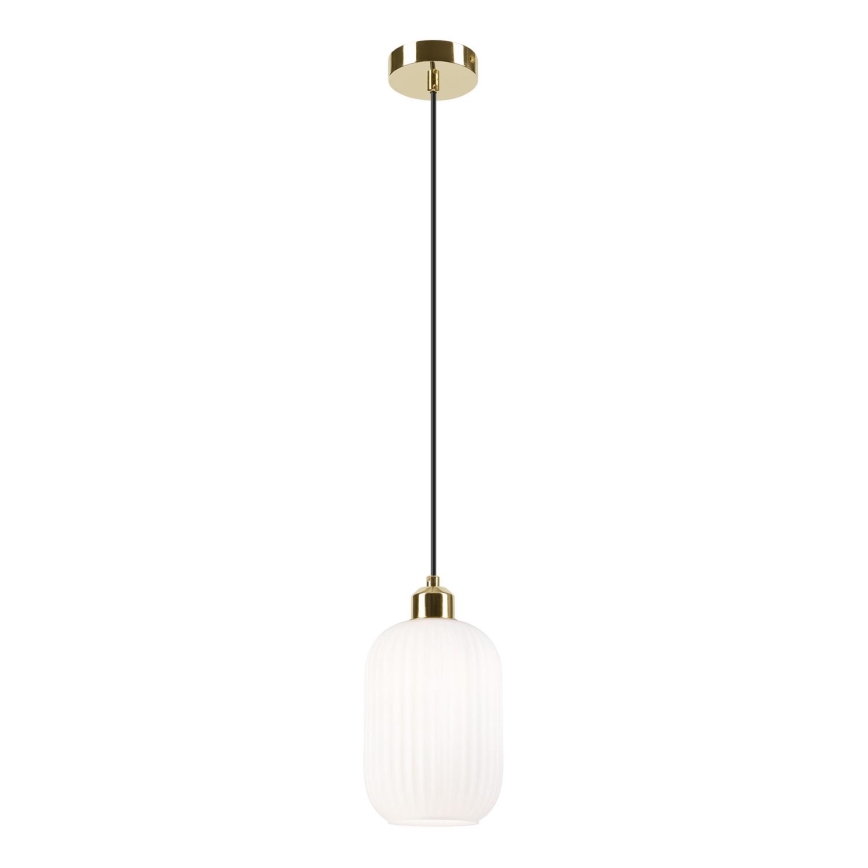 Lámpara colgante HARMA 1xE27/15W/230V diá. 14 cm blanco/dorado